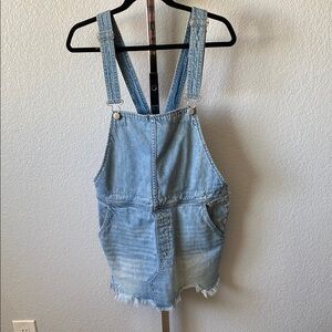 Free People Light Blue Denim Overall Mini Dress